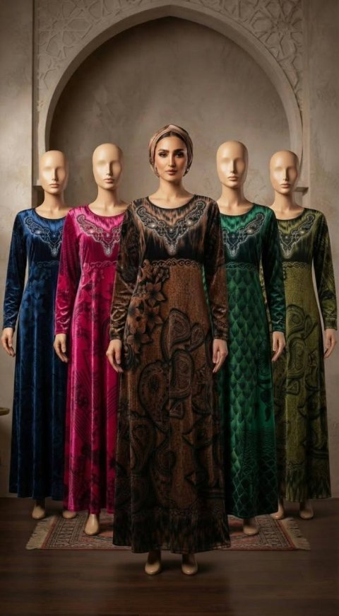 فستان مخمل اجنبي